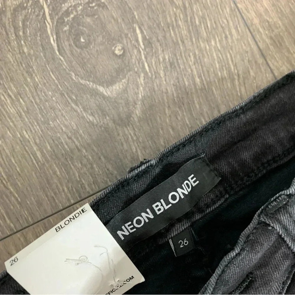 Free people Neon Blonde Skinny Jeans Blondie Black Distressed Denim High Waist - Picture 12 of 16